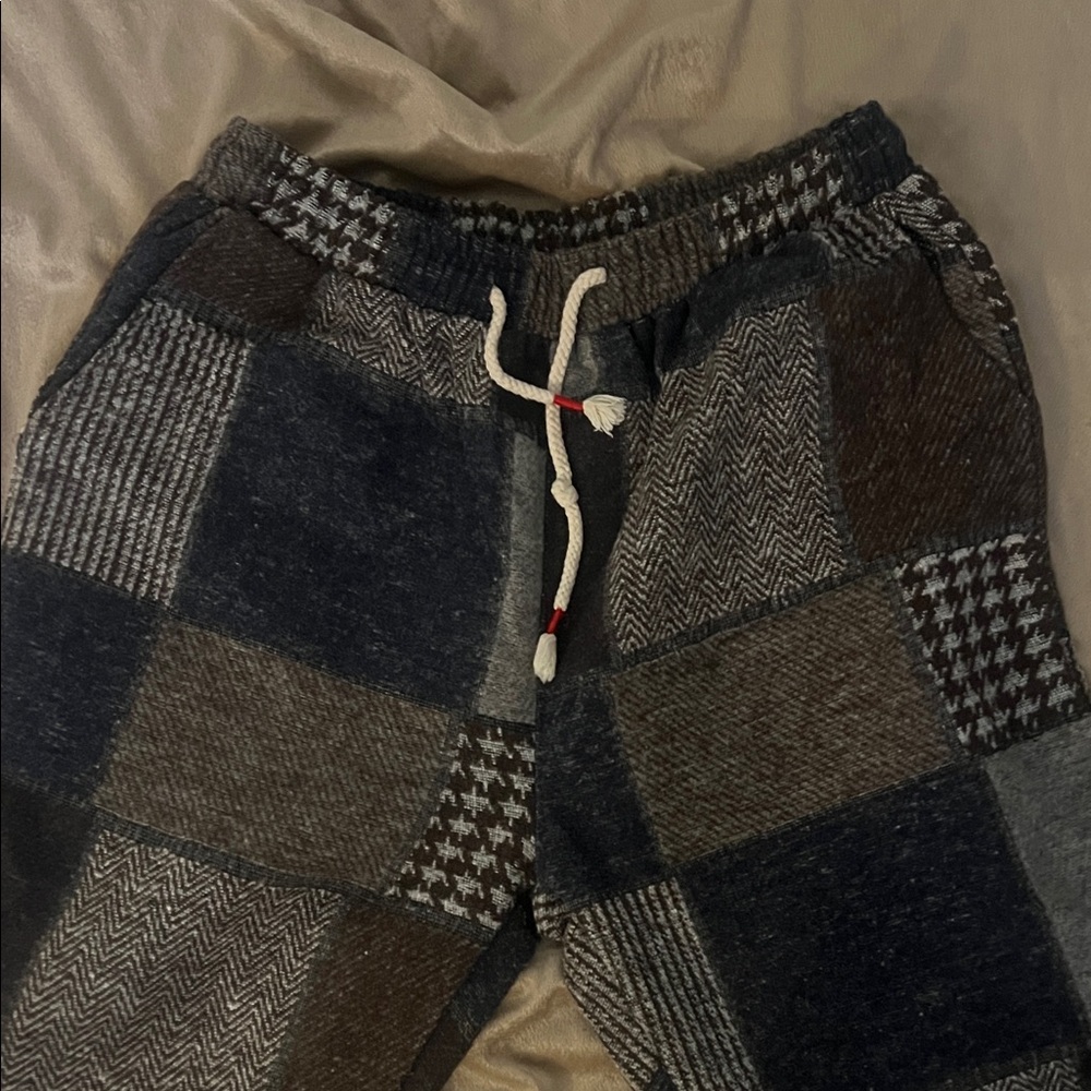 Men's Patchwork Pants - Blue and Gray - Picture 5 of 9